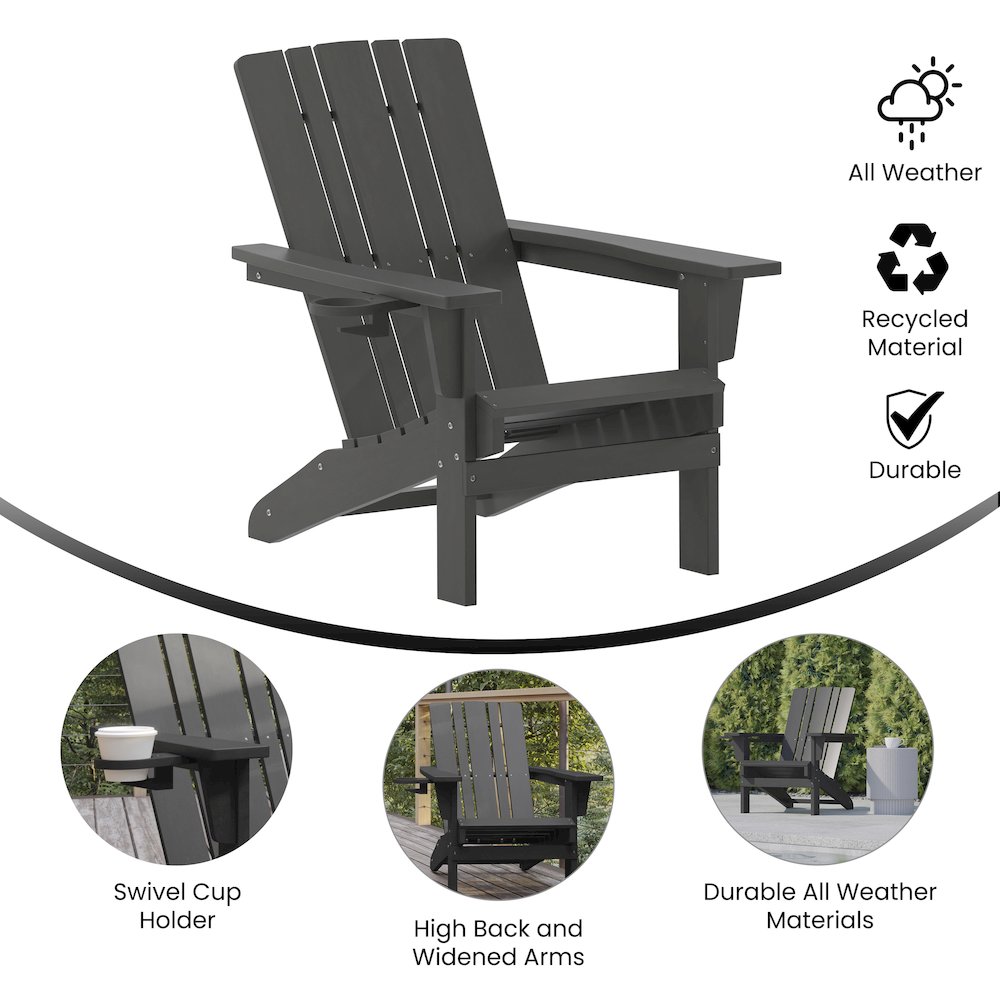 Contemporary Commercial Grade Adirondack Patio Chair with Cupholder. Picture 4