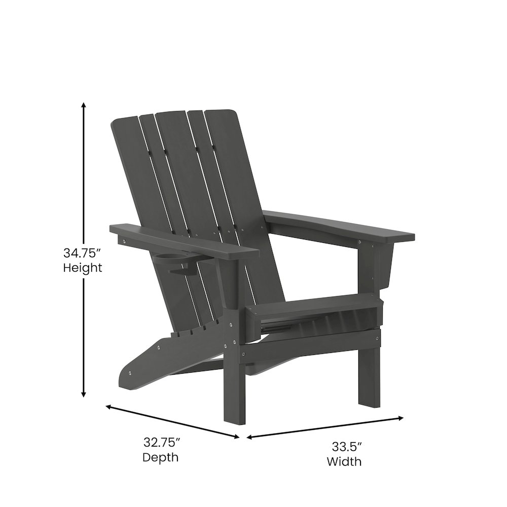 Contemporary Commercial Grade Adirondack Patio Chair with Cupholder. Picture 5