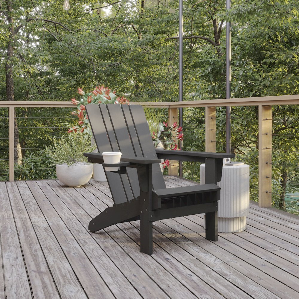 Contemporary Commercial Grade Adirondack Patio Chair with Cupholder. Picture 2