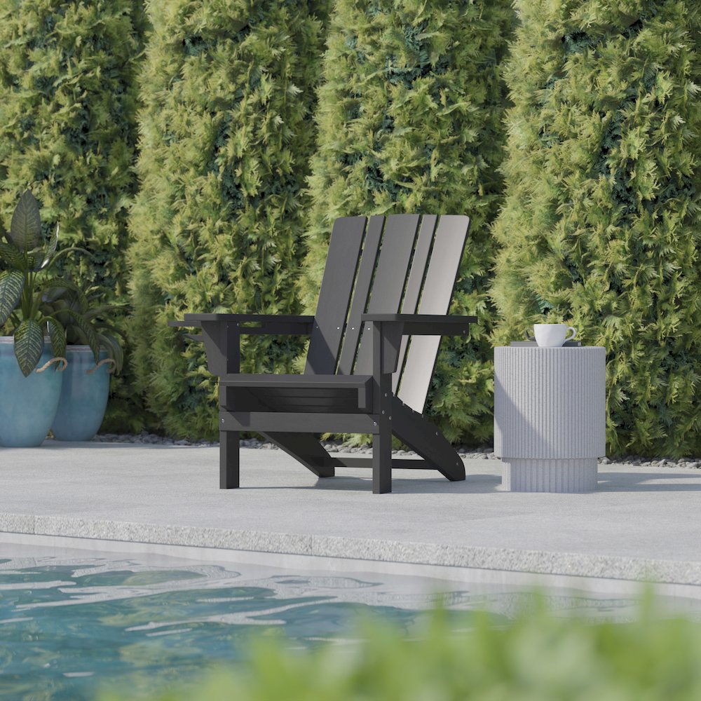 Contemporary Commercial Grade Adirondack Patio Chair with Cupholder. Picture 6