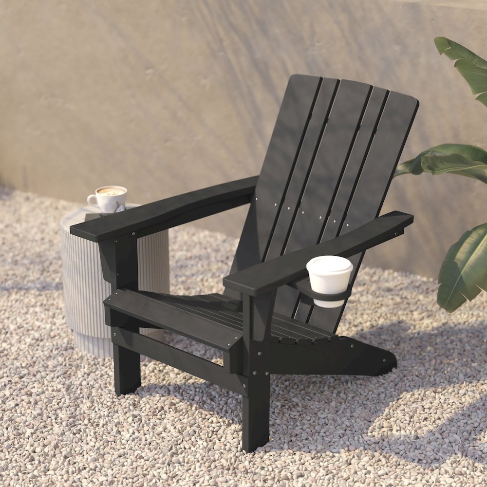 Contemporary Commercial Grade Adirondack Patio Chair with Cupholder. Picture 7