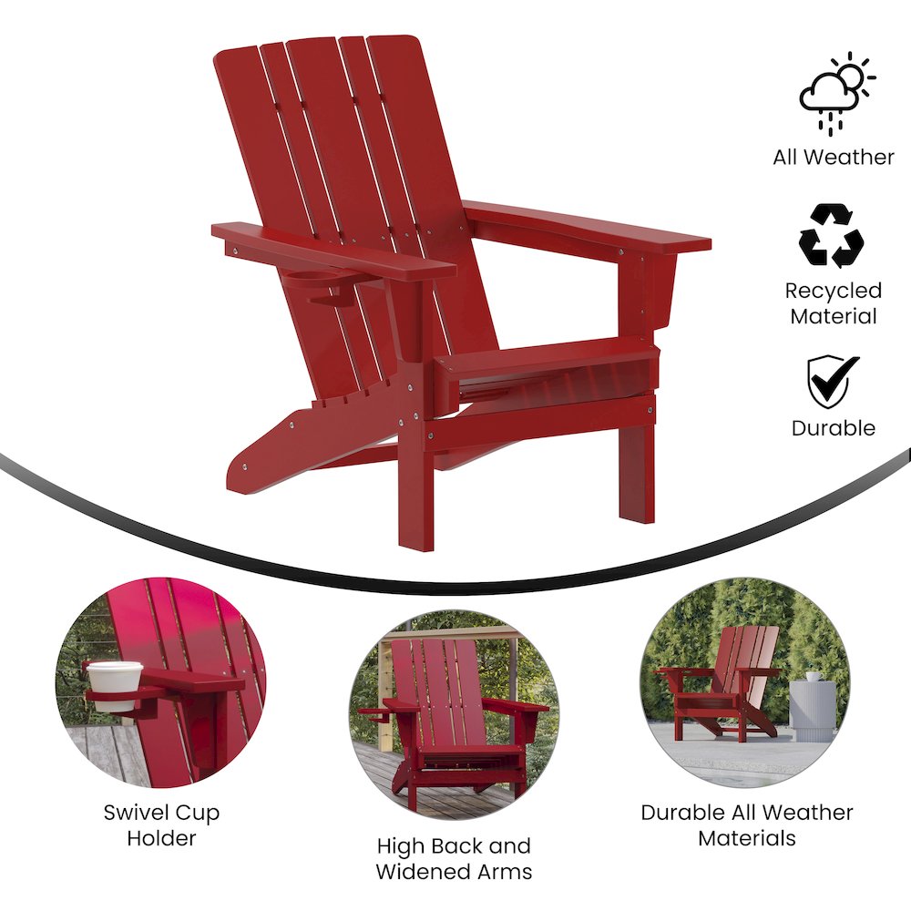 Contemporary Commercial Grade Adirondack Patio Chair with Cupholder. Picture 4