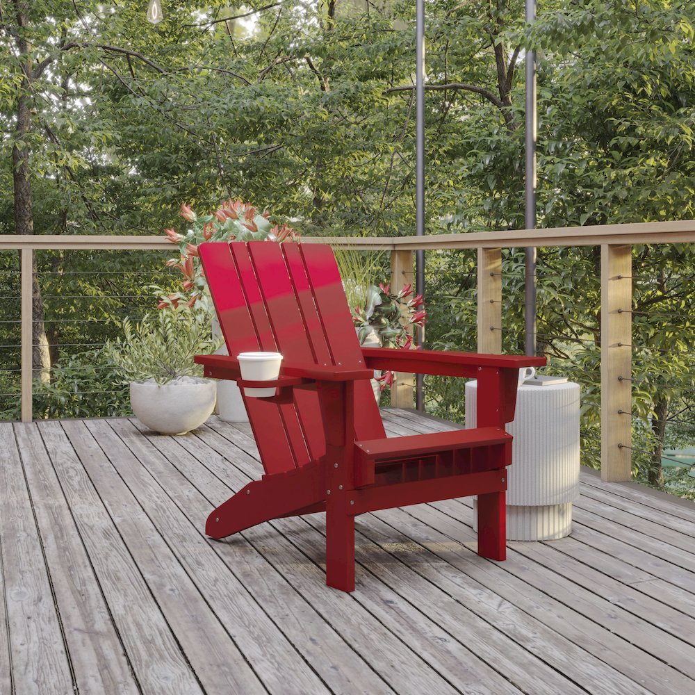 Contemporary Commercial Grade Adirondack Patio Chair with Cupholder. Picture 2