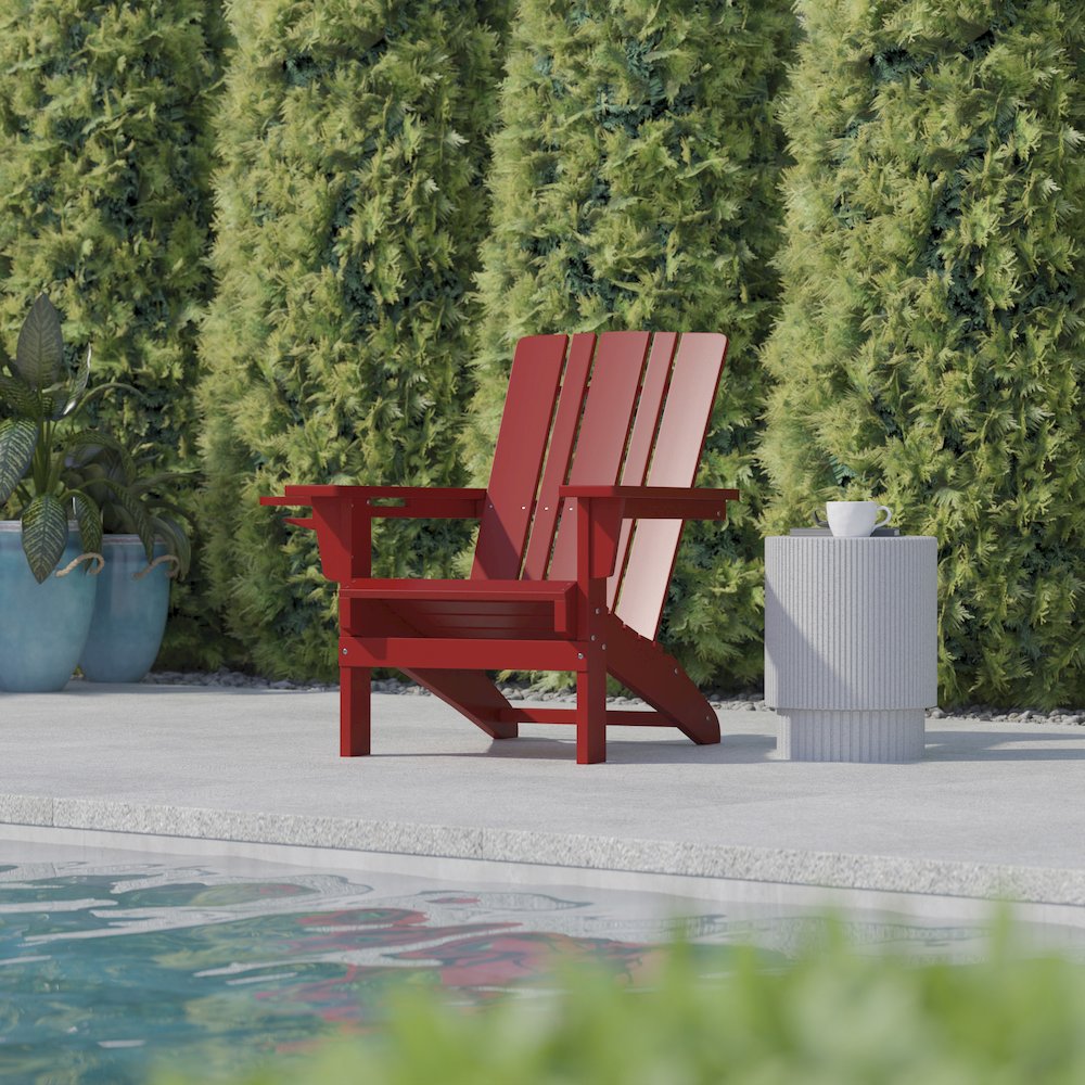 Contemporary Commercial Grade Adirondack Patio Chair with Cupholder. Picture 6