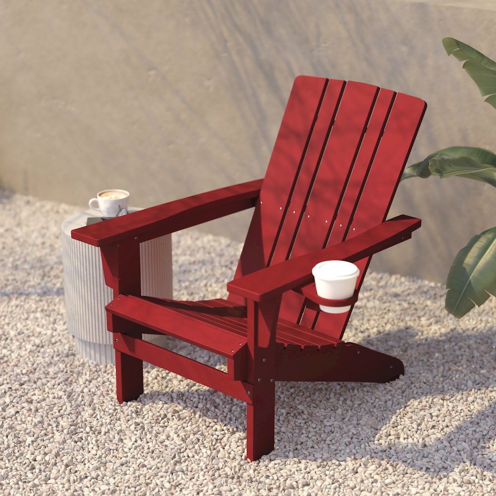 Contemporary Commercial Grade Adirondack Patio Chair with Cupholder. Picture 7