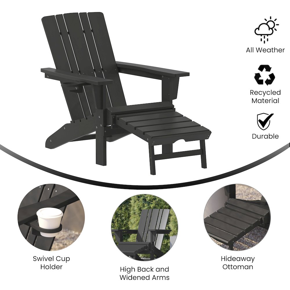 Commercial Adirondack Chair with Pull-Out Ottoman and Cupholder. Picture 4