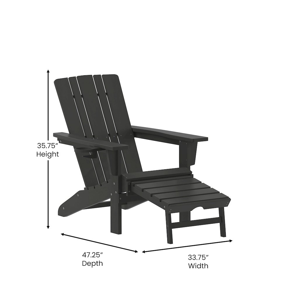 Commercial Adirondack Chair with Pull-Out Ottoman and Cupholder. Picture 5