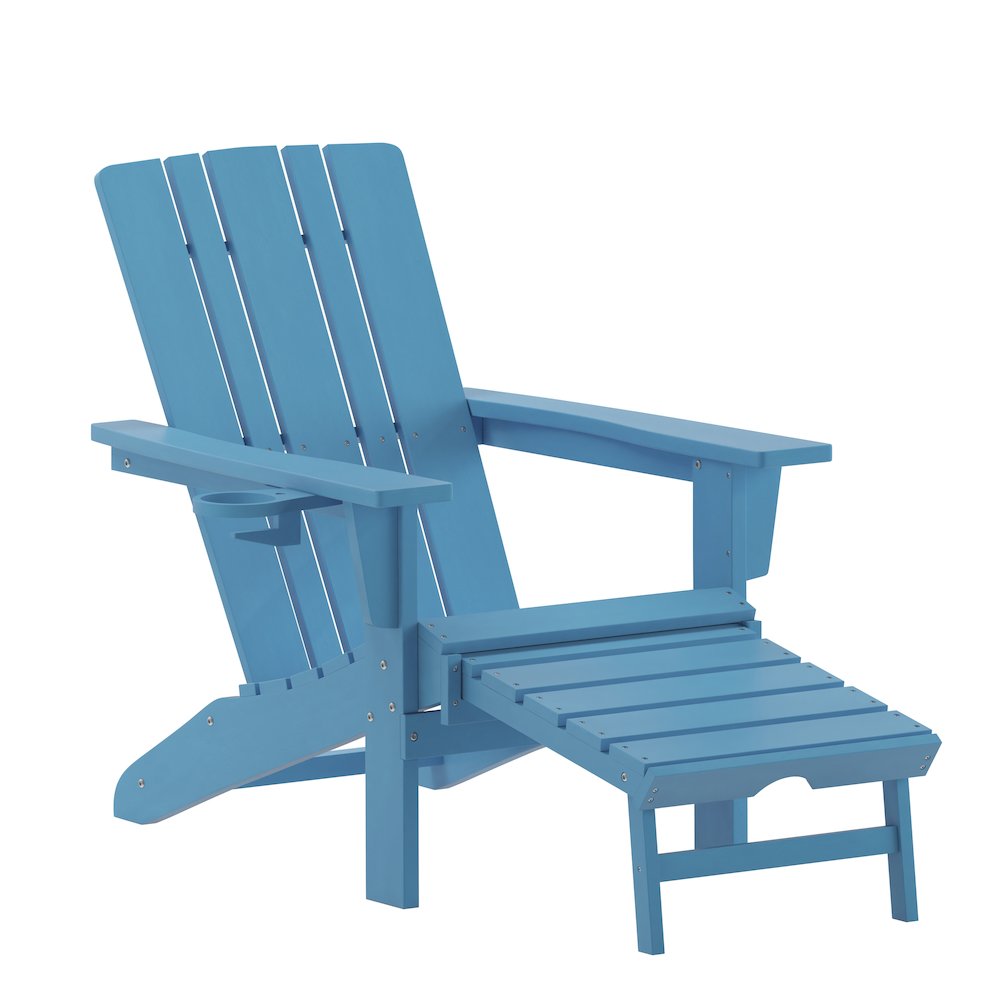 Commercial Adirondack Chair with Pull-Out Ottoman and Cupholder. Picture 1