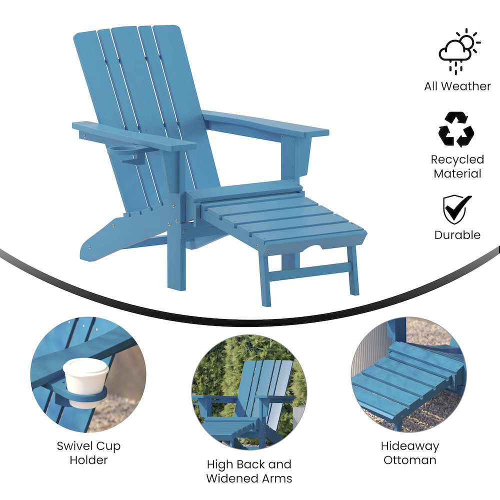 Commercial Adirondack Chair with Pull-Out Ottoman and Cupholder. Picture 4