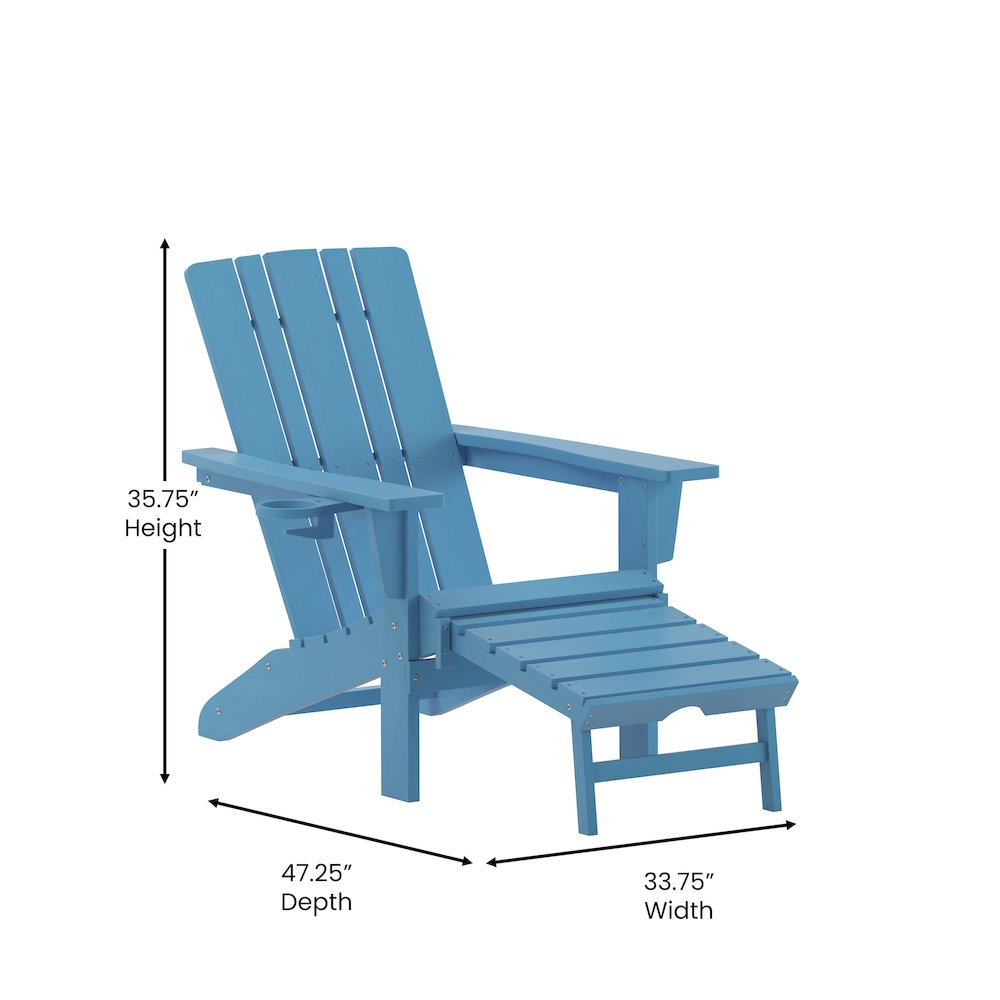 Commercial Adirondack Chair with Pull-Out Ottoman and Cupholder. Picture 5