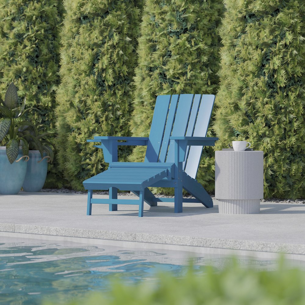 Commercial Adirondack Chair with Pull-Out Ottoman and Cupholder. Picture 6