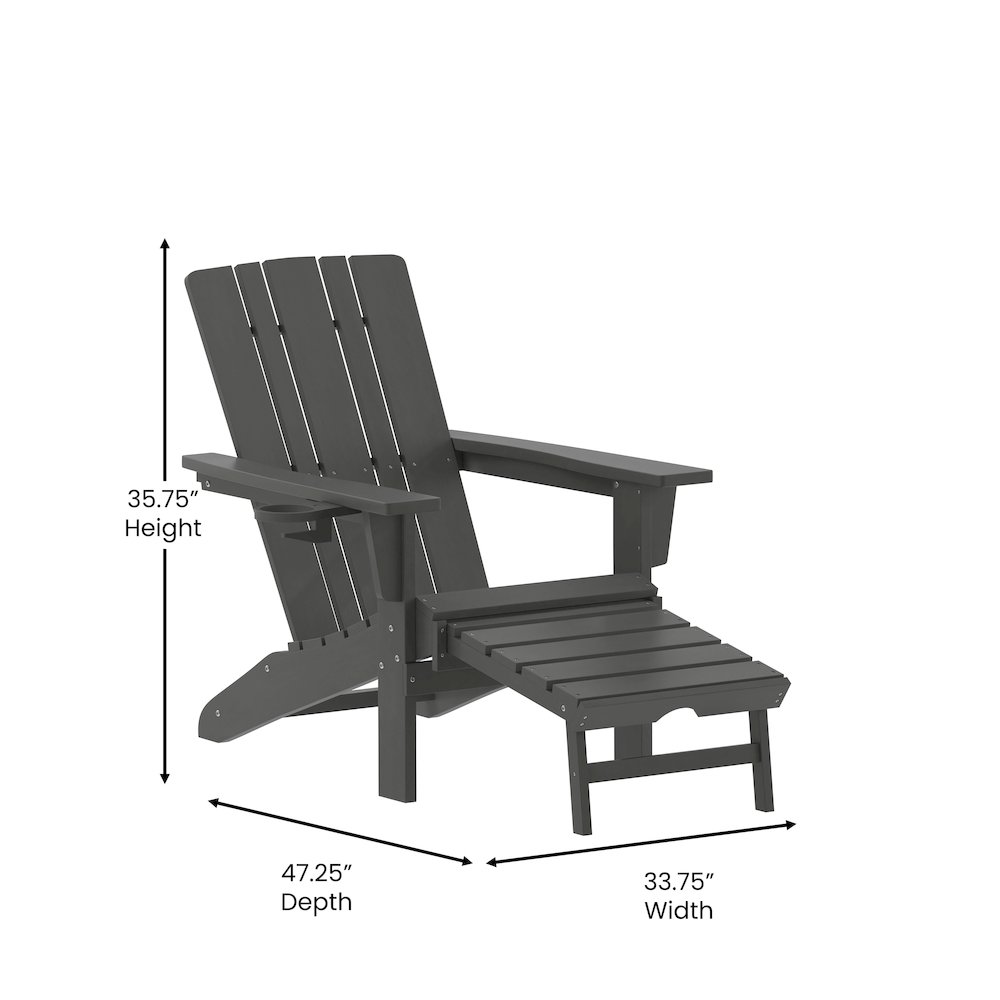 Commercial Adirondack Chair with Pull-Out Ottoman and Cupholder. Picture 5