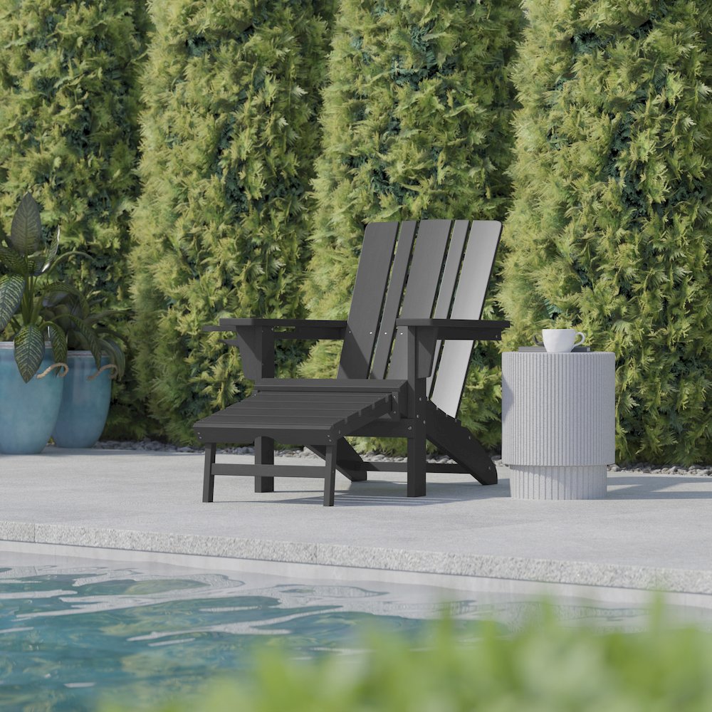 Commercial Adirondack Chair with Pull-Out Ottoman and Cupholder. Picture 6