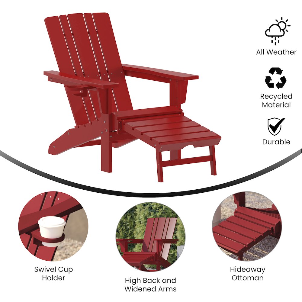 Commercial Adirondack Chair with Pull-Out Ottoman and Cupholder. Picture 4