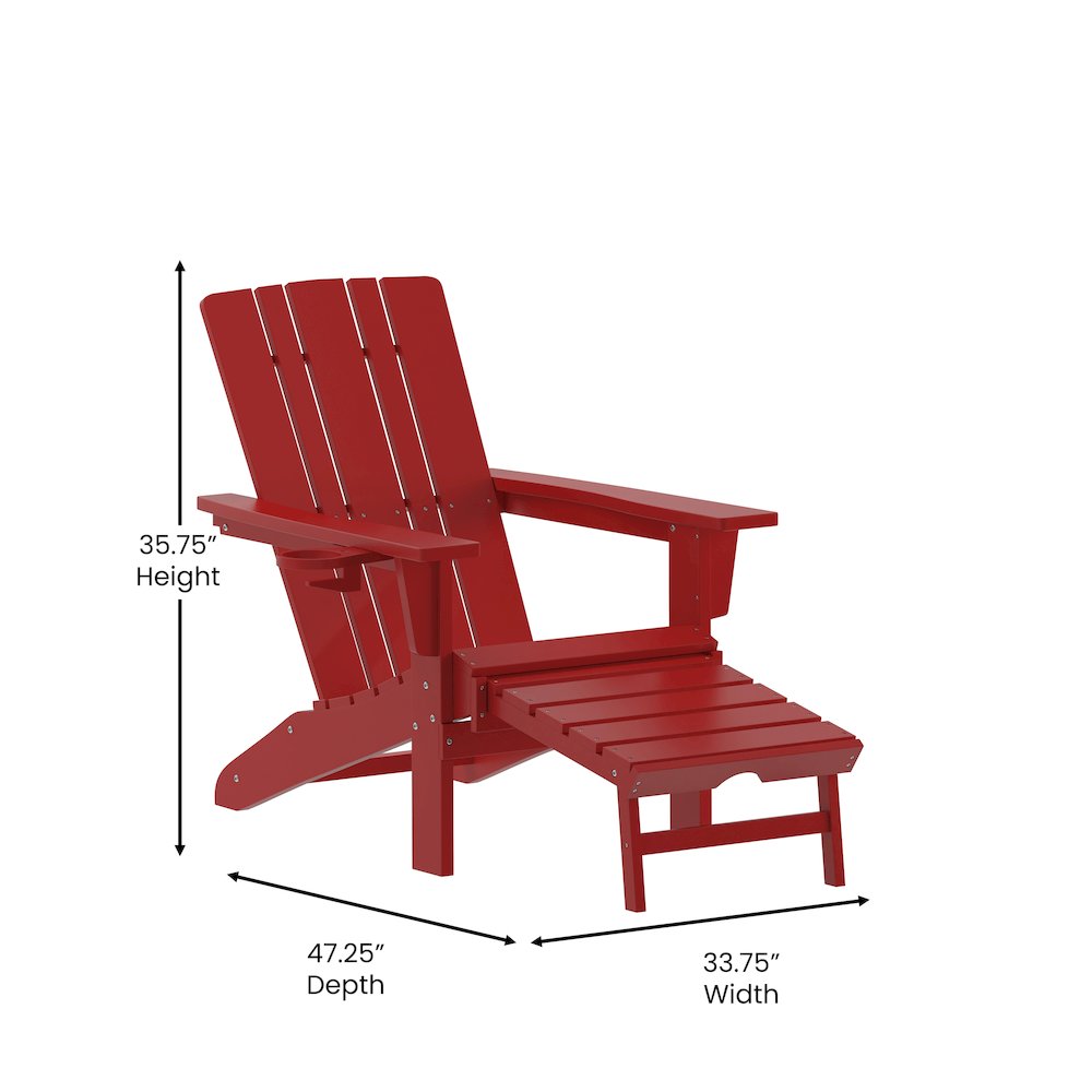 Commercial Adirondack Chair with Pull-Out Ottoman and Cupholder. Picture 5