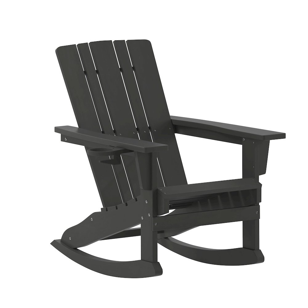Contemporary Commercial Grade Adirondack Rocking Chair with Cupholder. Picture 1