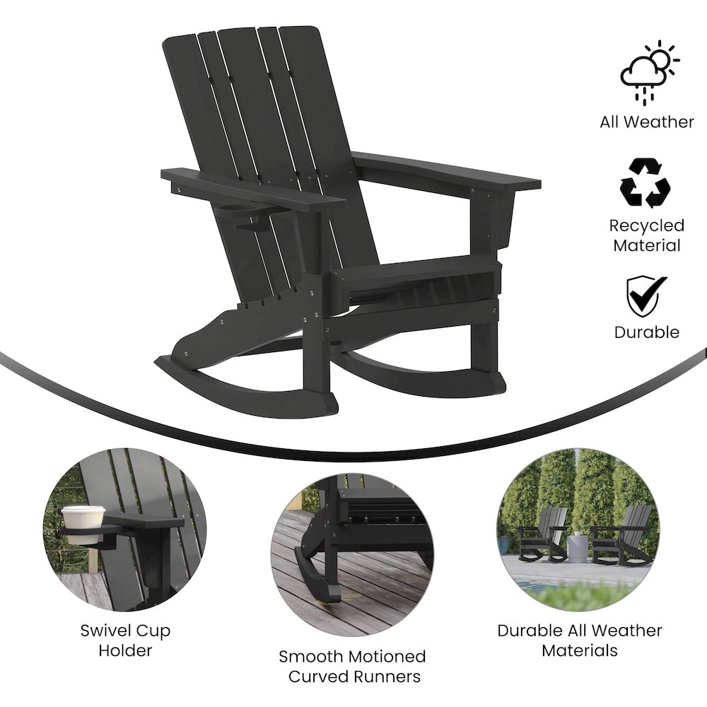 Contemporary Commercial Grade Adirondack Rocking Chair with Cupholder. Picture 4