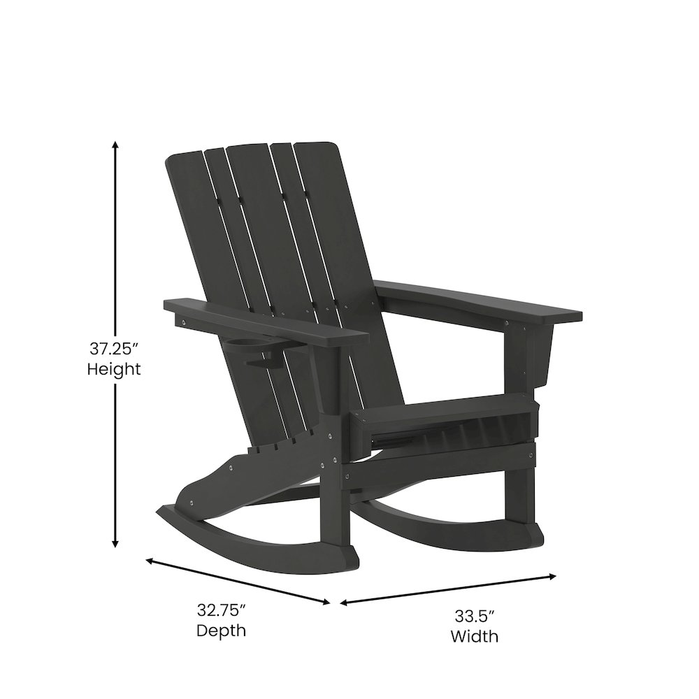 Contemporary Commercial Grade Adirondack Rocking Chair with Cupholder. Picture 5