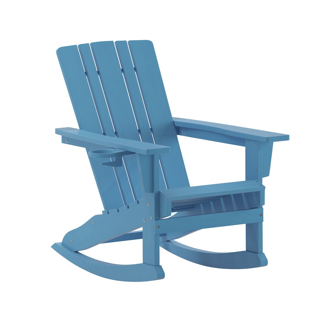 Contemporary Commercial Grade Adirondack Rocking Chair with Cupholder. Picture 1
