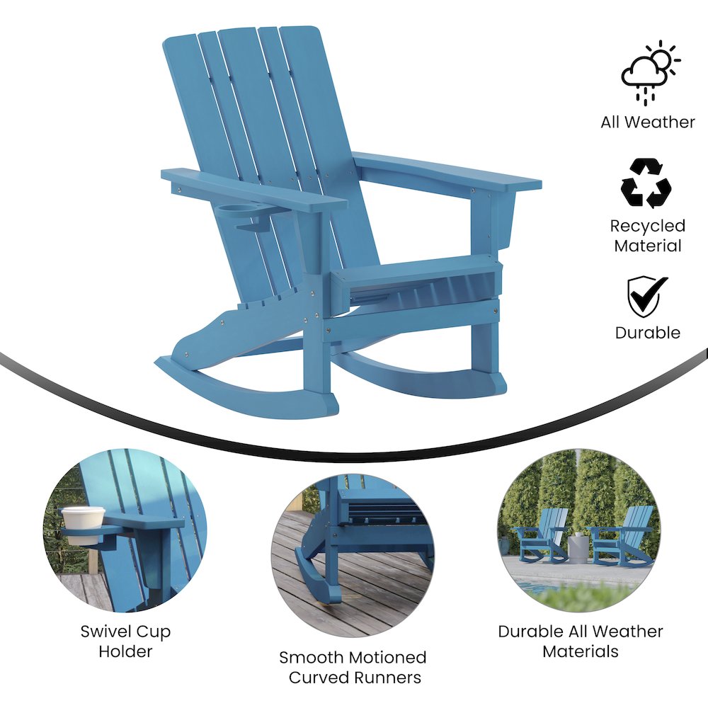 Contemporary Commercial Grade Adirondack Rocking Chair with Cupholder. Picture 4