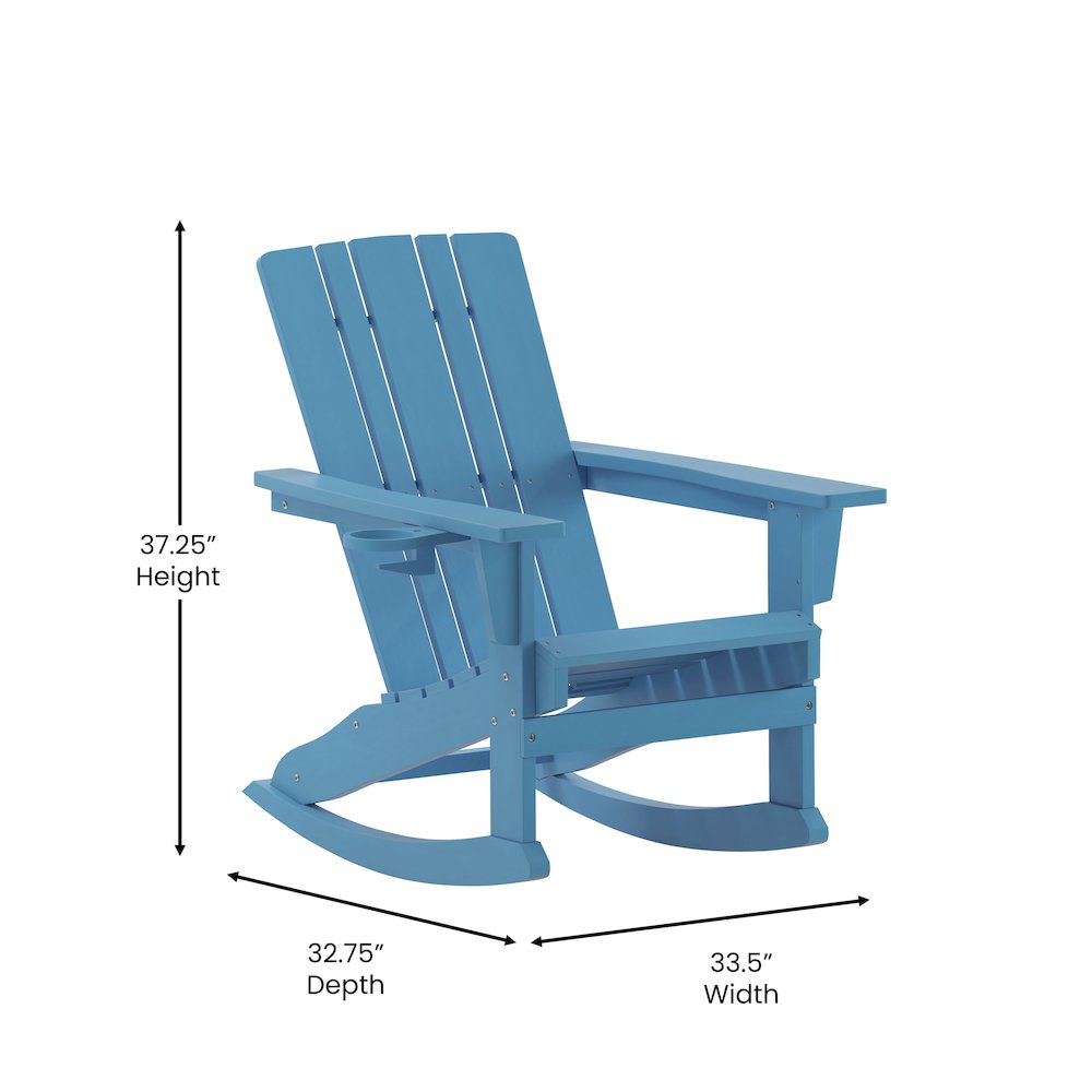 Contemporary Commercial Grade Adirondack Rocking Chair with Cupholder. Picture 5