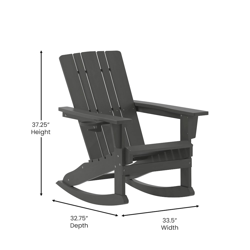 Contemporary Commercial Grade Adirondack Rocking Chair with Cupholder. Picture 5