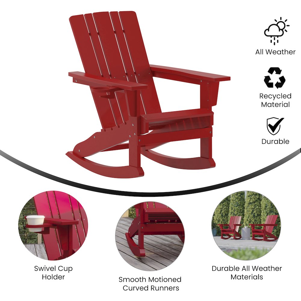 Contemporary Commercial Grade Adirondack Rocking Chair with Cupholder. Picture 4