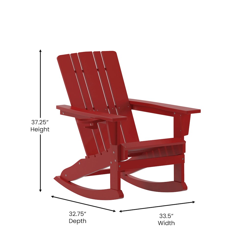 Contemporary Commercial Grade Adirondack Rocking Chair with Cupholder. Picture 5