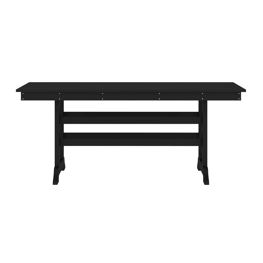 Abraham 72" Rectangle Recycled HDPE Adirondack Dining Table for 6 in Black. Picture 8