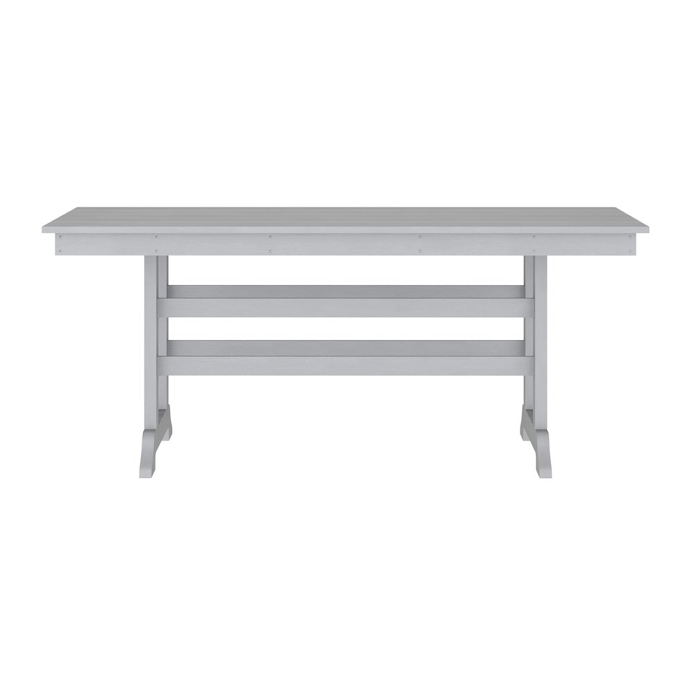 Abraham 72" Rectangle Recycled HDPE Adirondack Dining Table for 6 in Gray. Picture 8