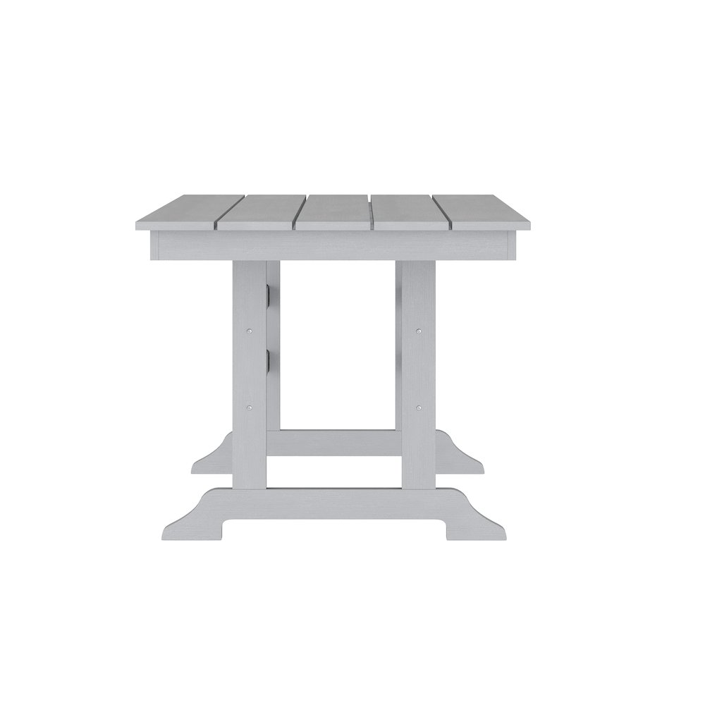 Abraham 72" Rectangle Recycled HDPE Adirondack Dining Table for 6 in Gray. Picture 7