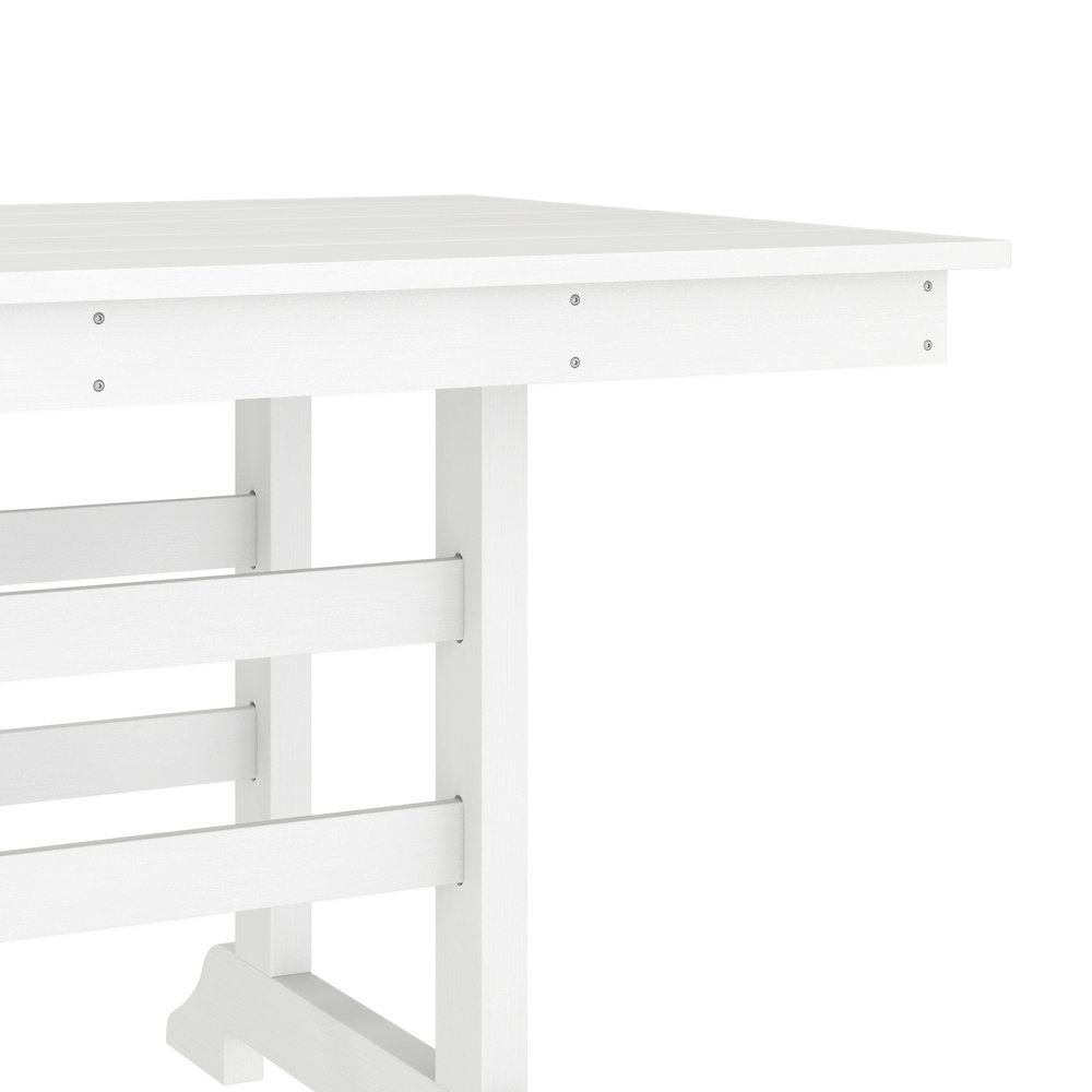 Abraham 72" Rectangle Recycled HDPE Adirondack Dining Table for 6 in White. Picture 6