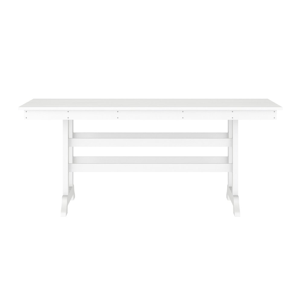 Abraham 72" Rectangle Recycled HDPE Adirondack Dining Table for 6 in White. Picture 8