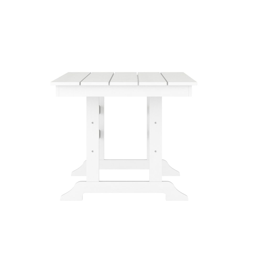 Abraham 72" Rectangle Recycled HDPE Adirondack Dining Table for 6 in White. Picture 7