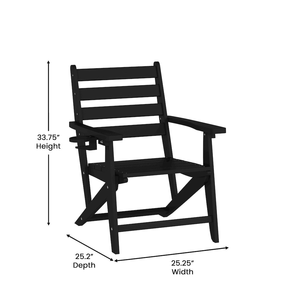 Contemporary 7 Piece Commercial Grade Adirondack Dining Set, Black. Picture 4