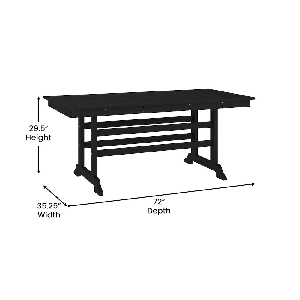 Contemporary 7 Piece Commercial Grade Adirondack Dining Set, Black. Picture 5