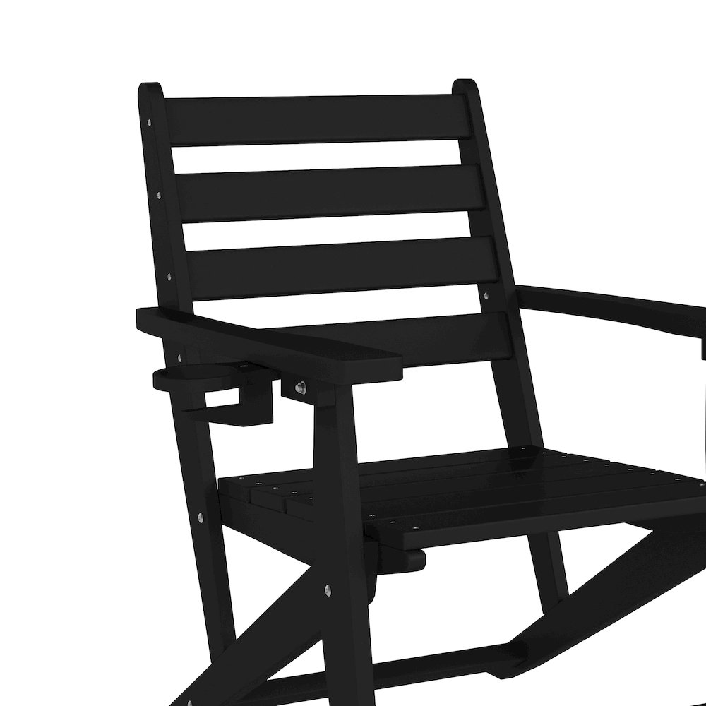 Contemporary 7 Piece Commercial Grade Adirondack Dining Set, Black. Picture 12