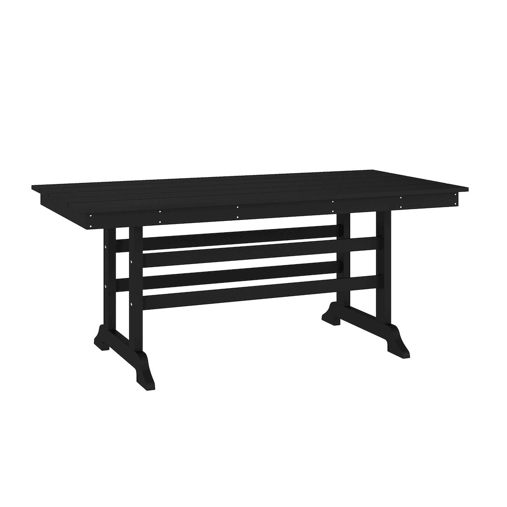 Contemporary 7 Piece Commercial Grade Adirondack Dining Set, Black. Picture 13