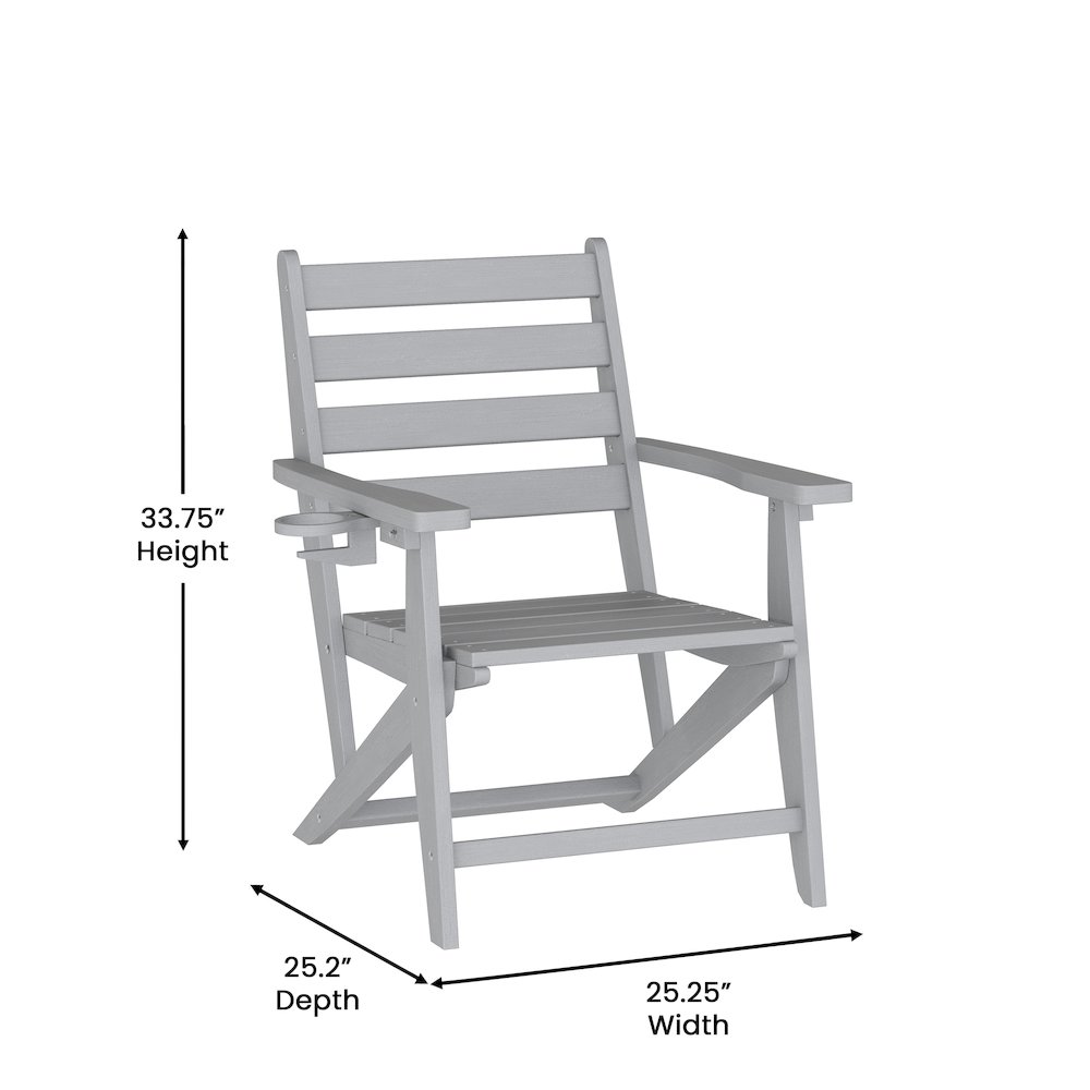 Contemporary 7 Piece Commercial Grade Adirondack Dining Set, Gray. Picture 4