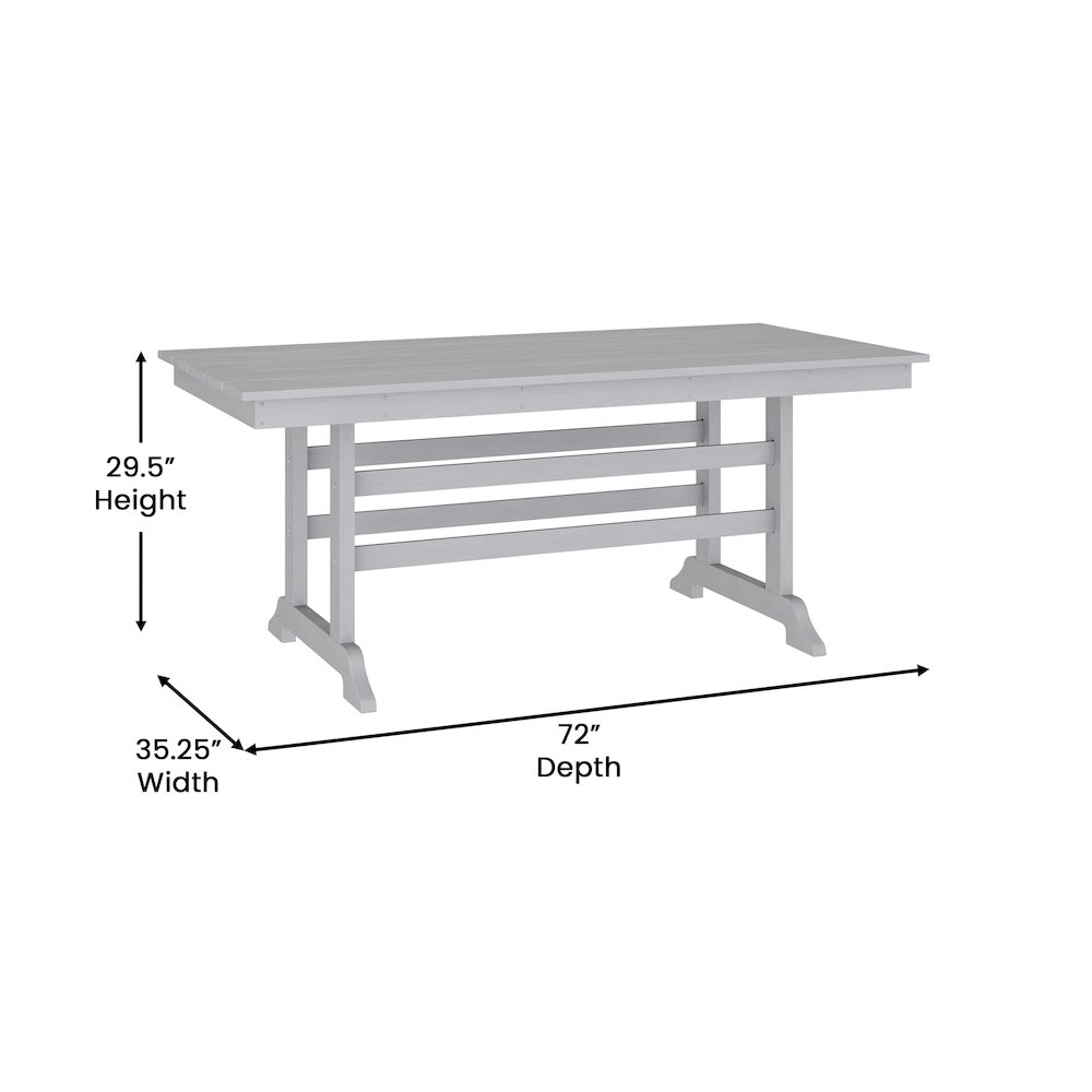 Contemporary 7 Piece Commercial Grade Adirondack Dining Set, Gray. Picture 5