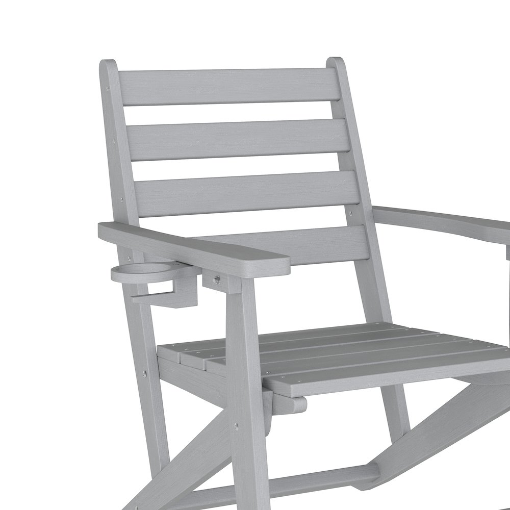 Contemporary 7 Piece Commercial Grade Adirondack Dining Set, Gray. Picture 12