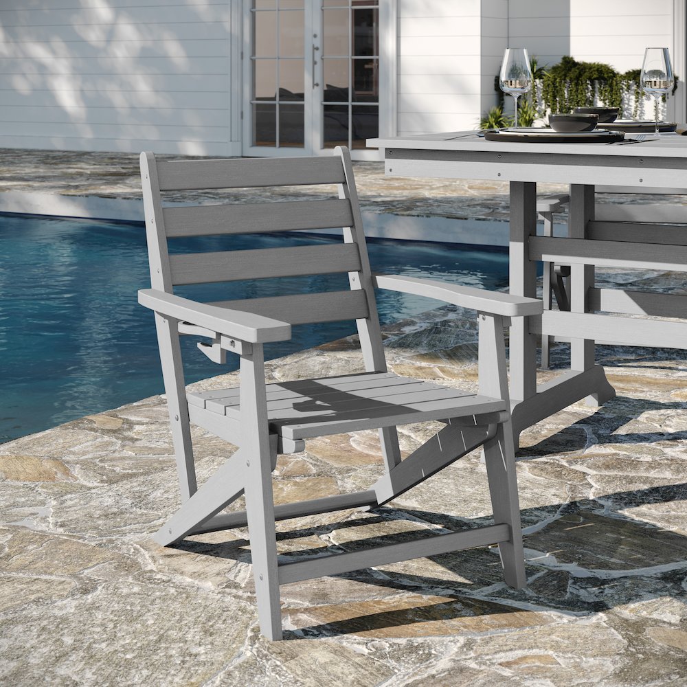 Contemporary 7 Piece Commercial Grade Adirondack Dining Set, Gray. Picture 7
