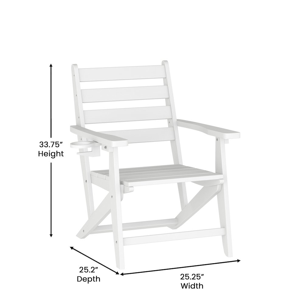 Contemporary 7 Piece Commercial Grade Adirondack Dining Set, White. Picture 4