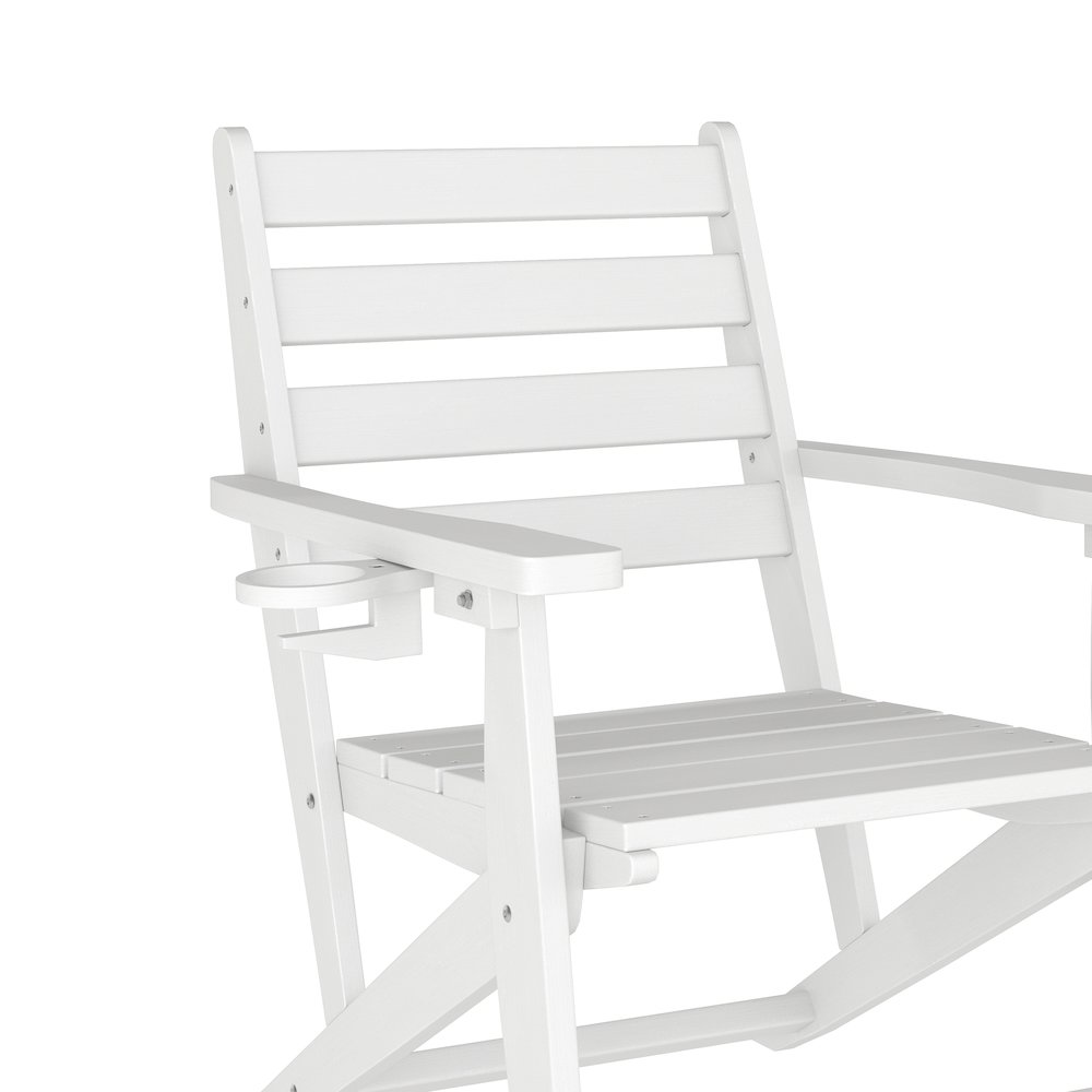 Contemporary 7 Piece Commercial Grade Adirondack Dining Set, White. Picture 12