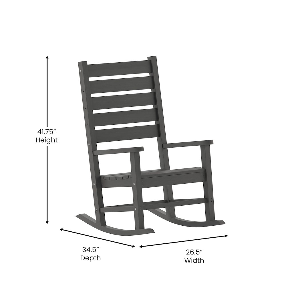 3-Piece Set with 2 Contemporary All-Weather Rocking Chairs and End Table in Gray. Picture 4