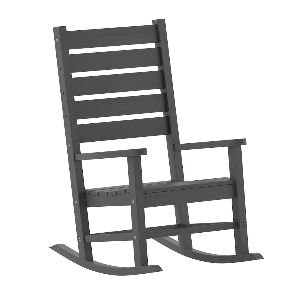 3-Piece Set with 2 Contemporary All-Weather Rocking Chairs and End Table in Gray. Picture 7