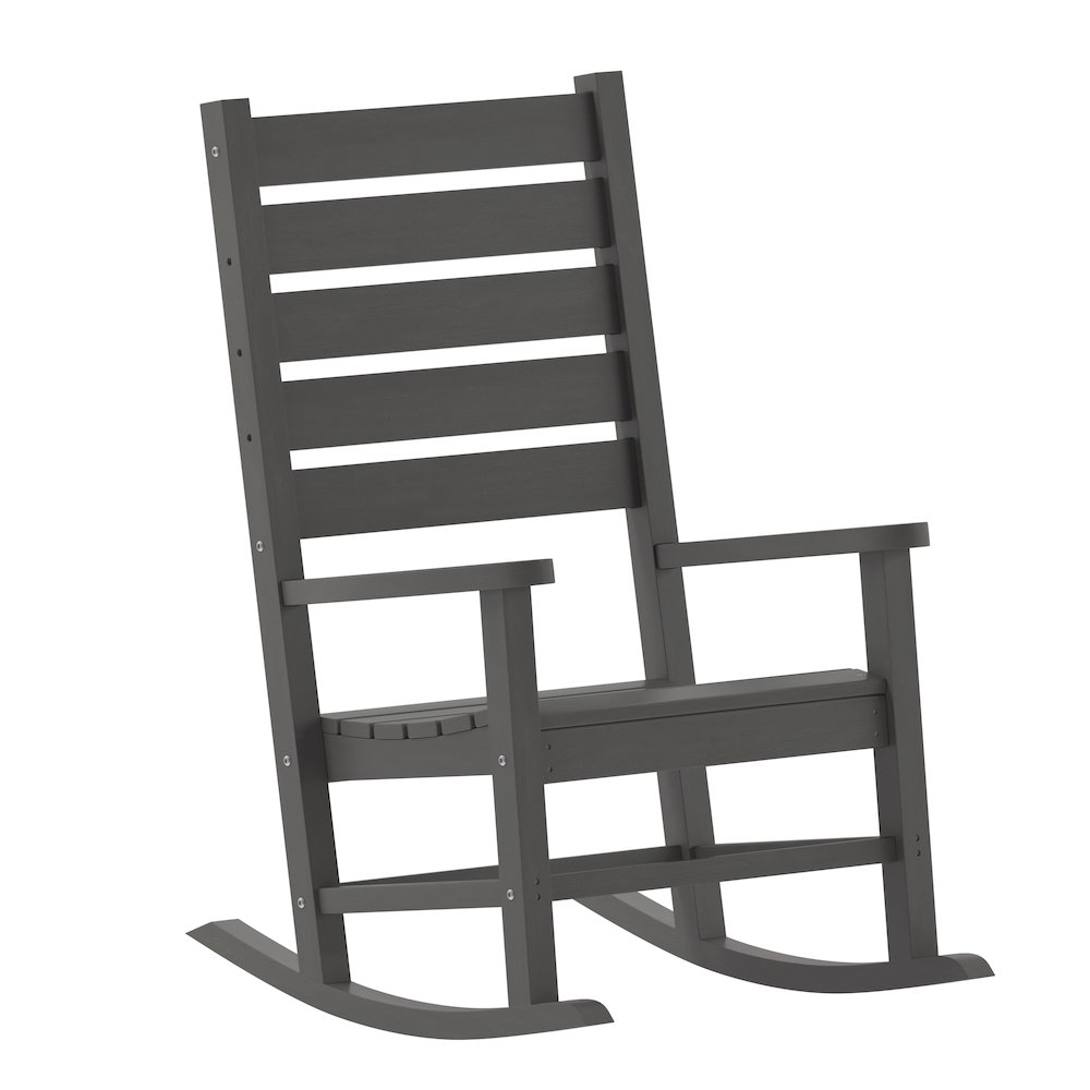 3-Piece Set with 2 Contemporary All-Weather Rocking Chairs and End Table in Gray. Picture 8