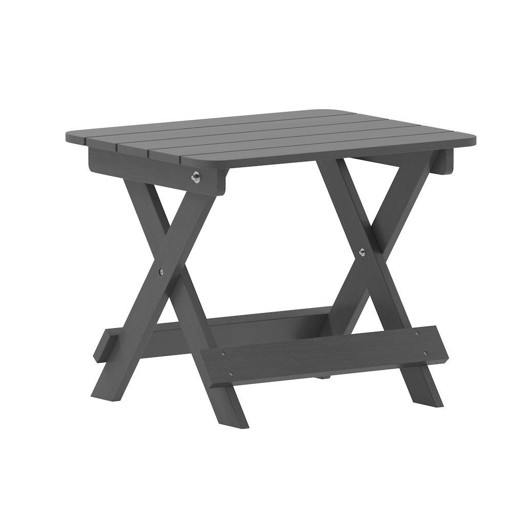 3-Piece Set with 2 Adjustable HDPE Loungers and Folding Side Table in Gray. Picture 12