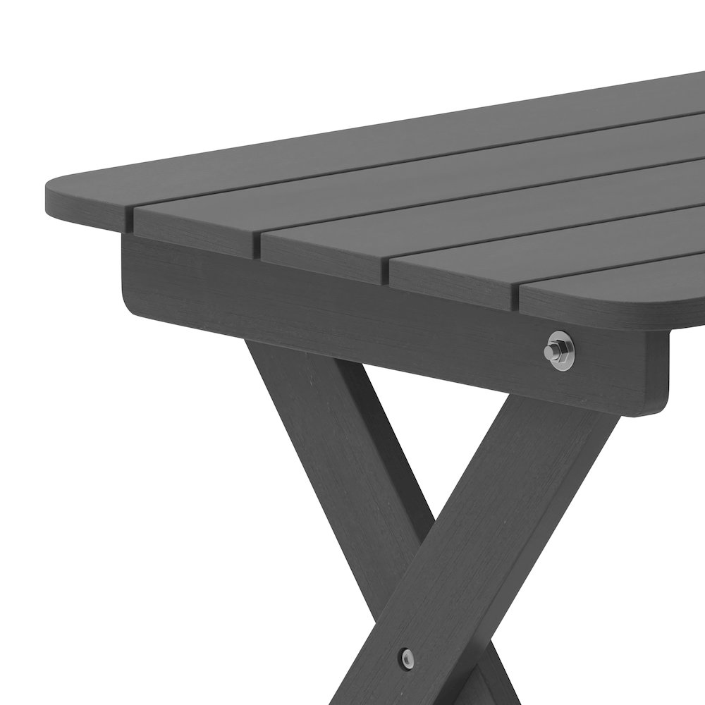 3-Piece Set with 2 Adjustable HDPE Loungers and Folding Side Table in Gray. Picture 13