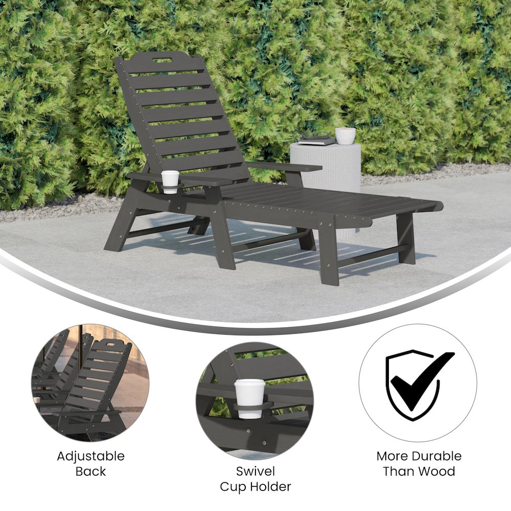 Commercial Adjustable Adirondack Lounger with Cupholder. Picture 4